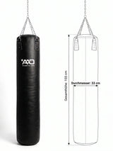 AAO Fighting Profi-Boxsack 155cm für Boxen & MMA | Robuster Sandsack, 33cm Durchmesser, Inkl. Ketten