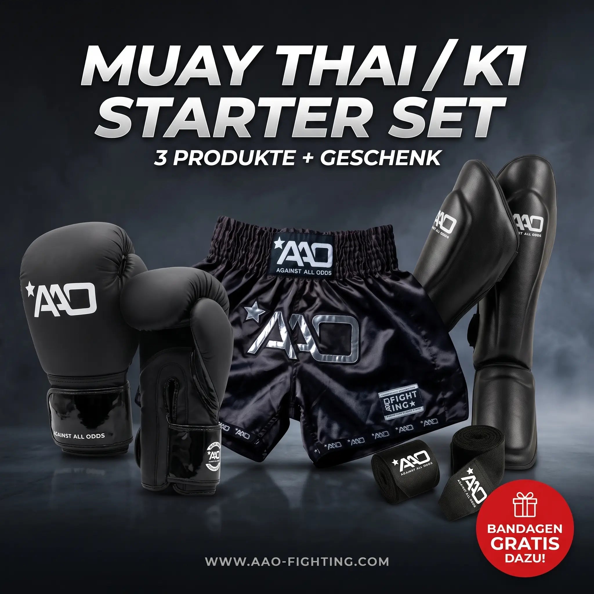 Muay Thai Starter Set (Boxhandschuhe + Shorts + Shinguards)