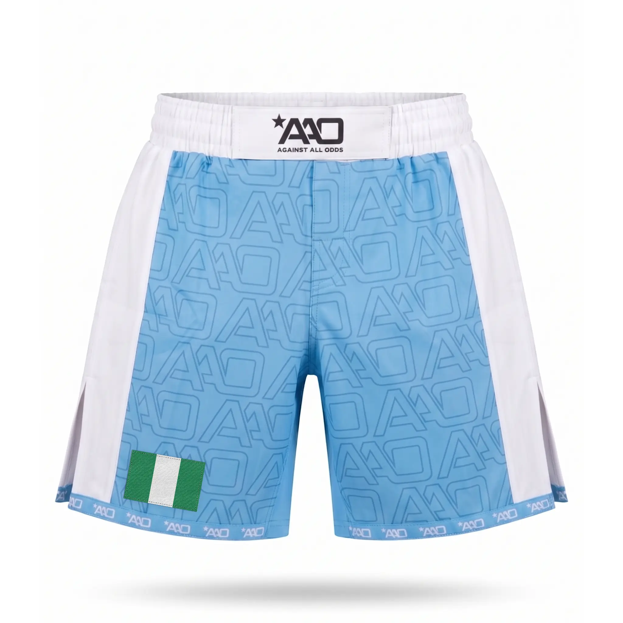 Nigeria Elevate MMA Shorts Babyblau/Weiss Bild 1
