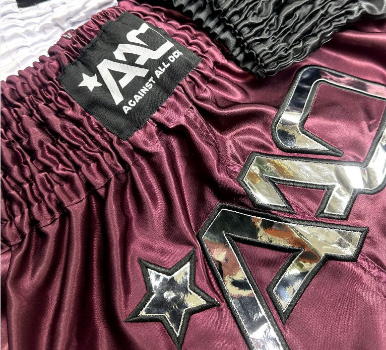 AAO Muay Thai Shorts - Clean Edition Burgundy