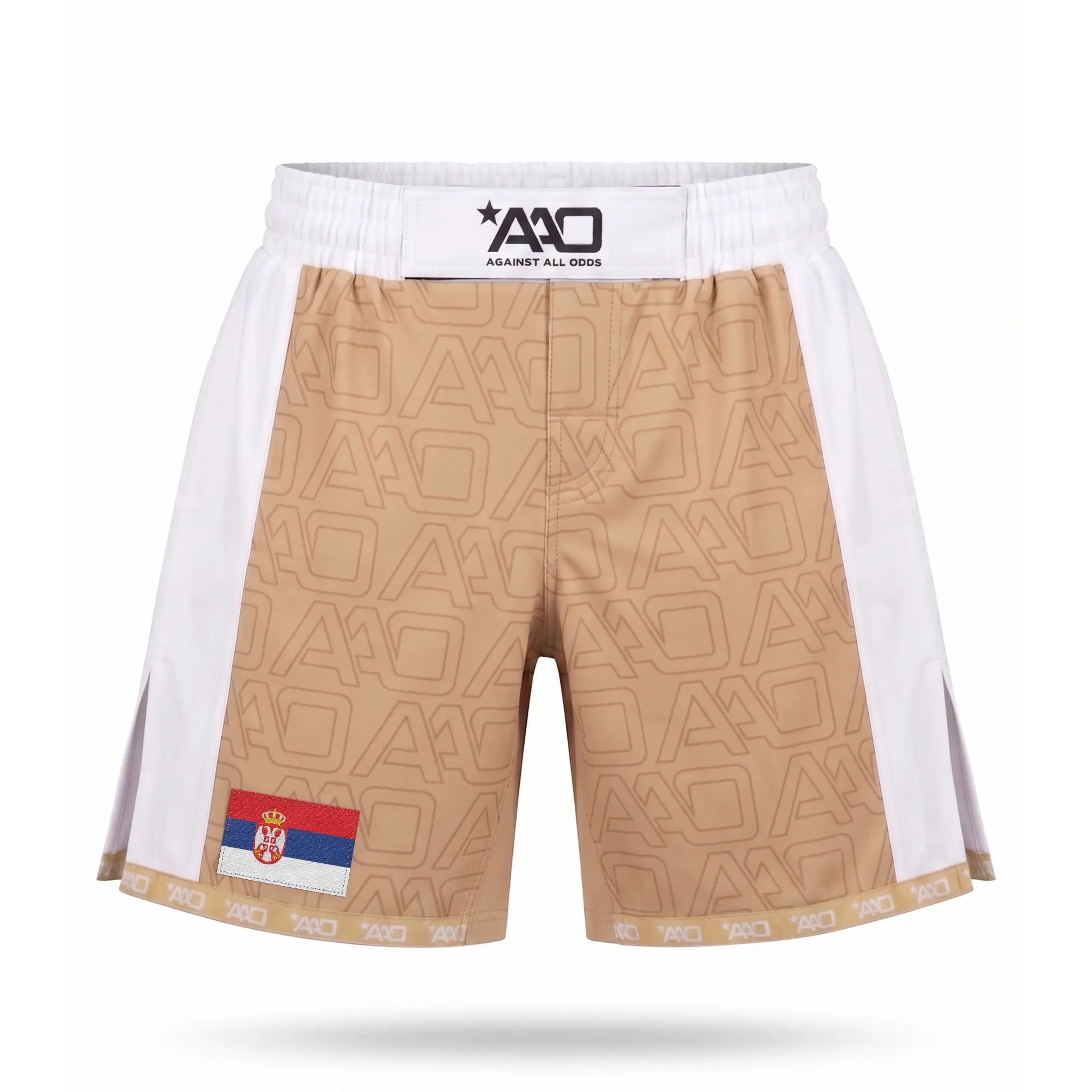 Serbien Elevate MMA Shorts Beige/Weiss Bild 1