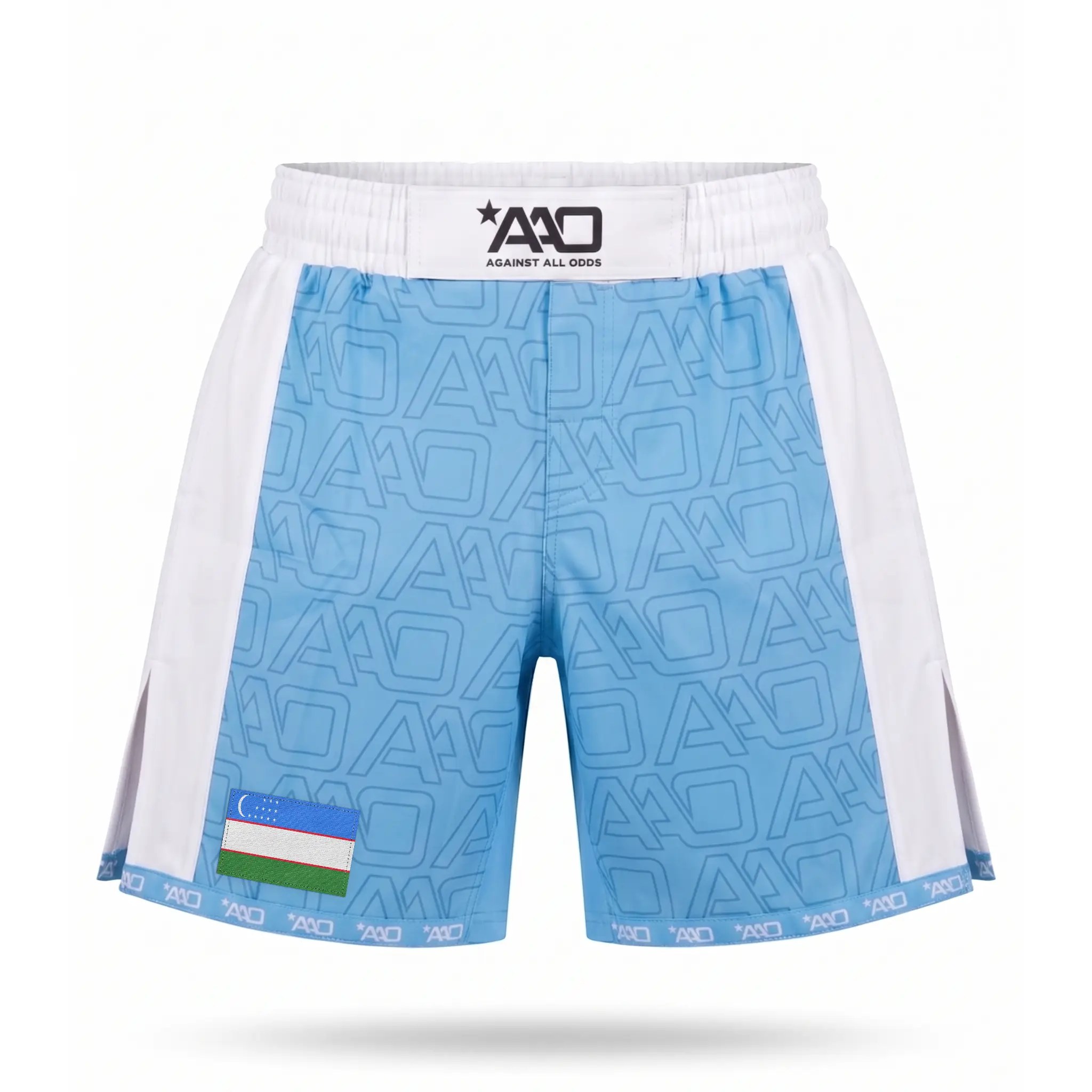 Usbekistan Elevate MMA Shorts Babyblau/Weiss Bild 1