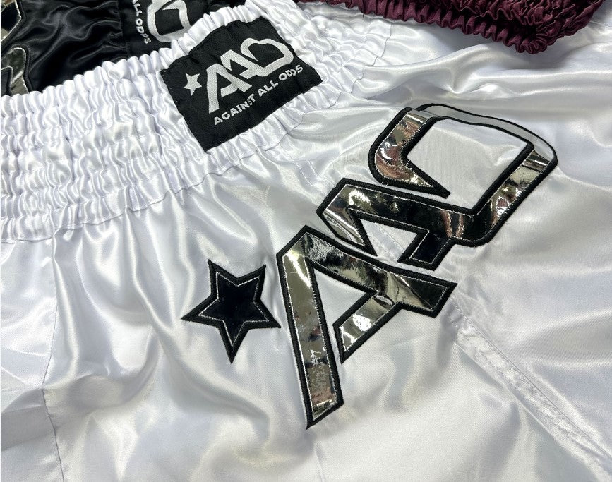 AAO Muay Thai Shorts - Clean Edition White