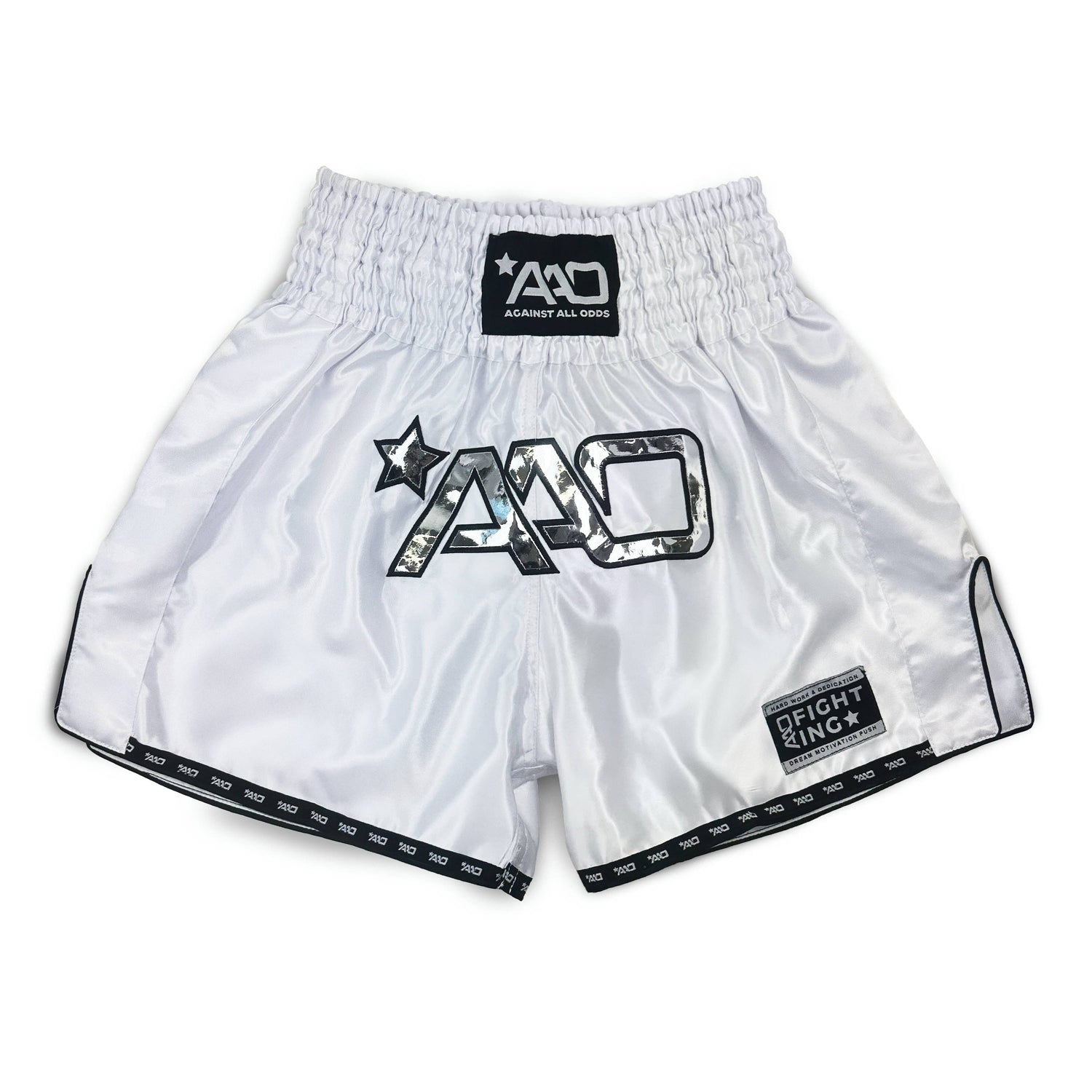 AAO Muay Thai Shorts - Clean Edition White