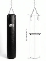 AAO Fighting Profi-Boxsack 155cm für Boxen & MMA | Robuster Sandsack gefüllt, 33cm Durchmesser, Inkl. Ketten