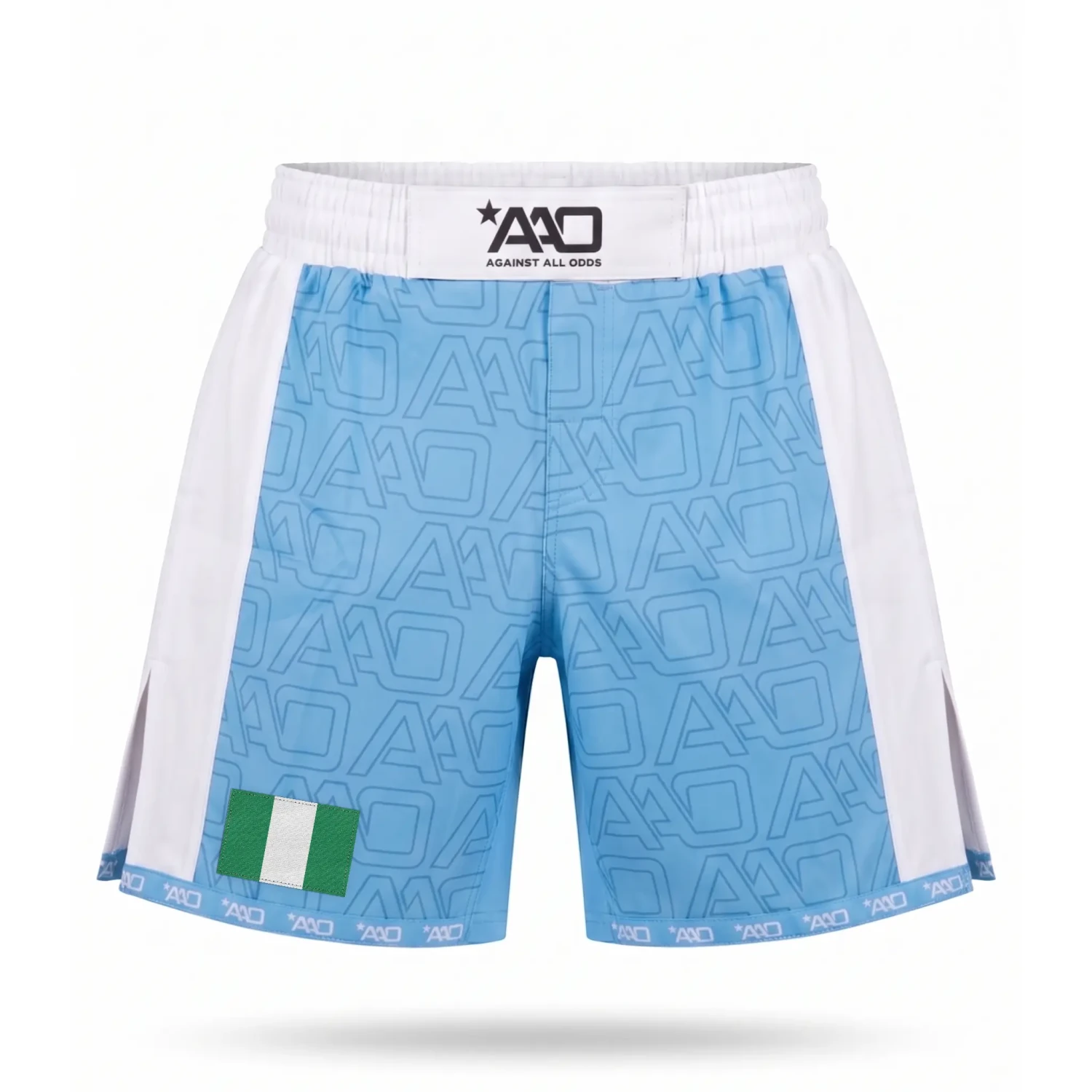 Nigeria Elevate MMA Shorts Babyblau/Weiss Bild 1