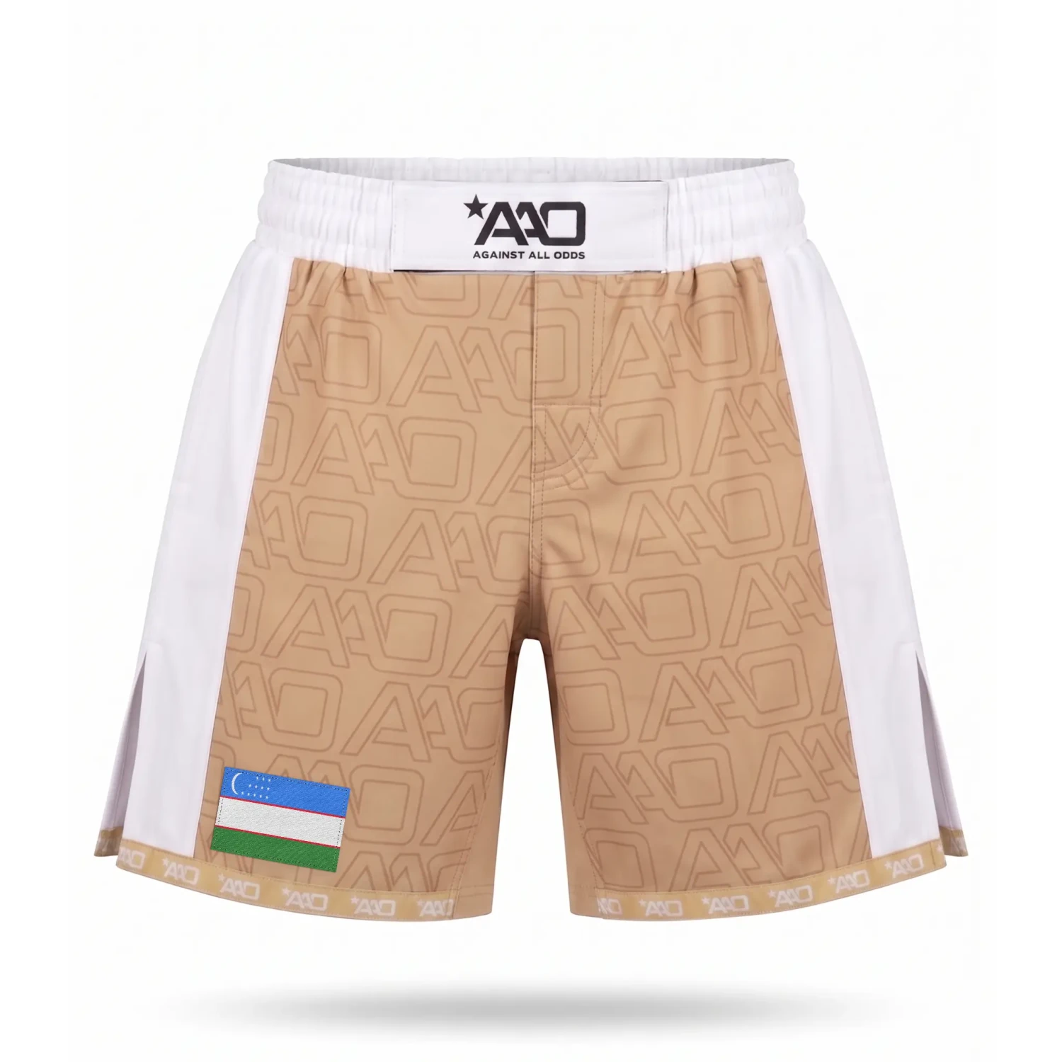 Usbekistan Elevate MMA Shorts Beige/Weiss Bild 1
