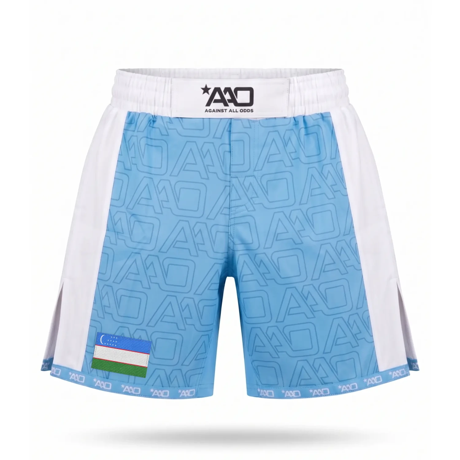 Usbekistan Elevate MMA Shorts Babyblau/Weiss Bild 1